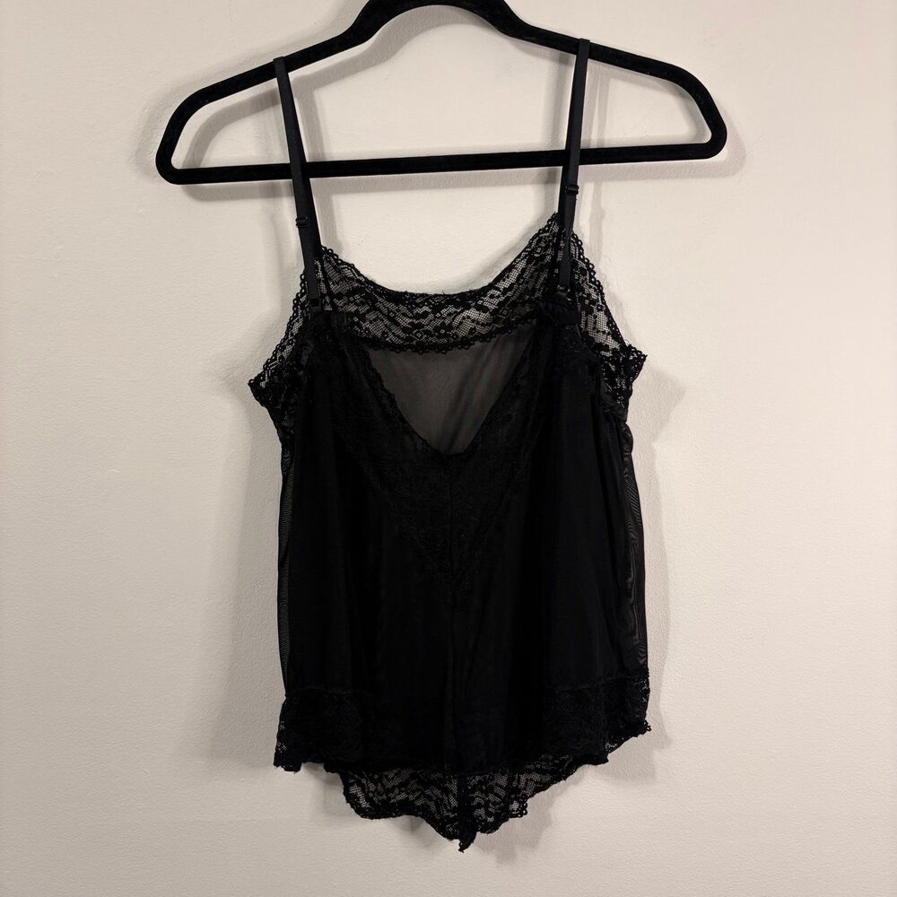 Vintage Y2K Victoria's Secret Babydoll Sheer Mesh Lace Shirt Sz M Black - Picture 3 of 5